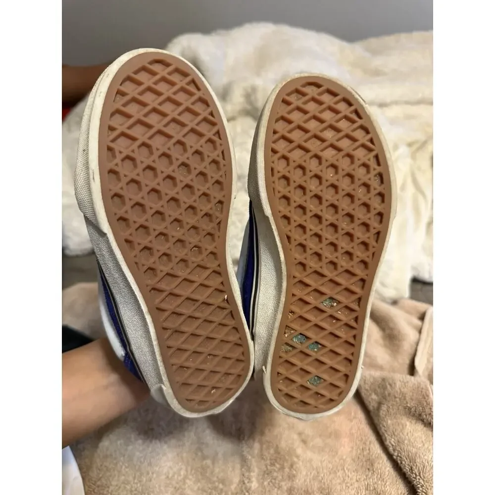 VANS Off The Wall Blue/White Suede Low Top Sneaker Kids US 13.5